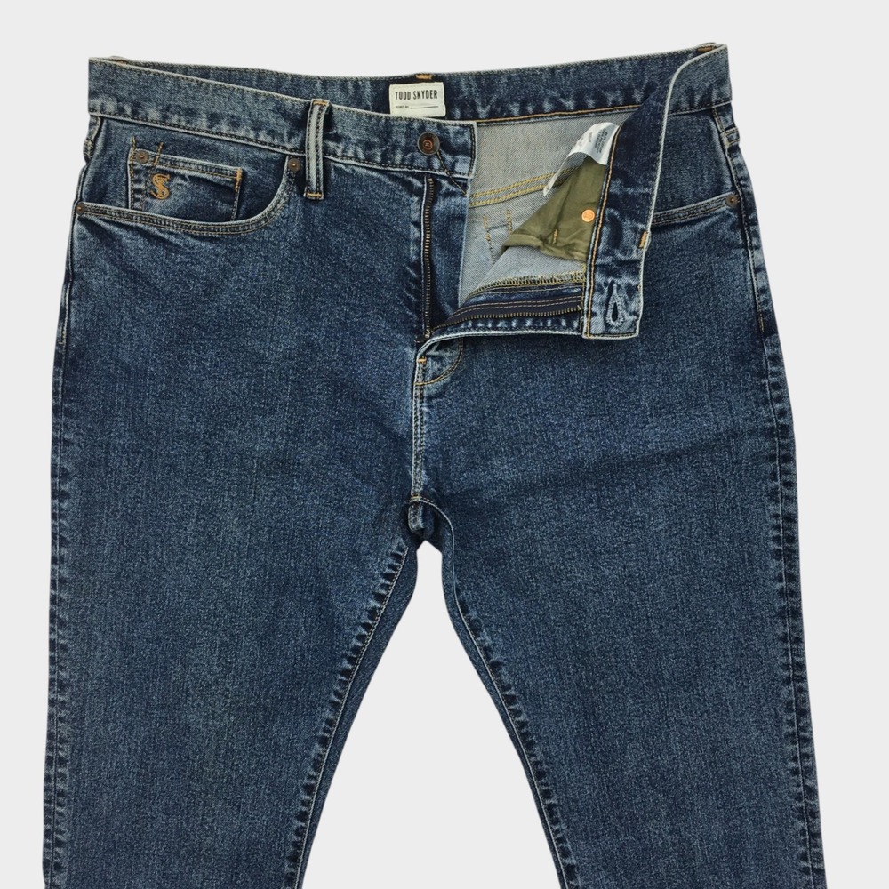 Todd Snyder Slim Fit Stretch 5-Pocket Jeans Dark Wash Blue Denim Mens 36x31